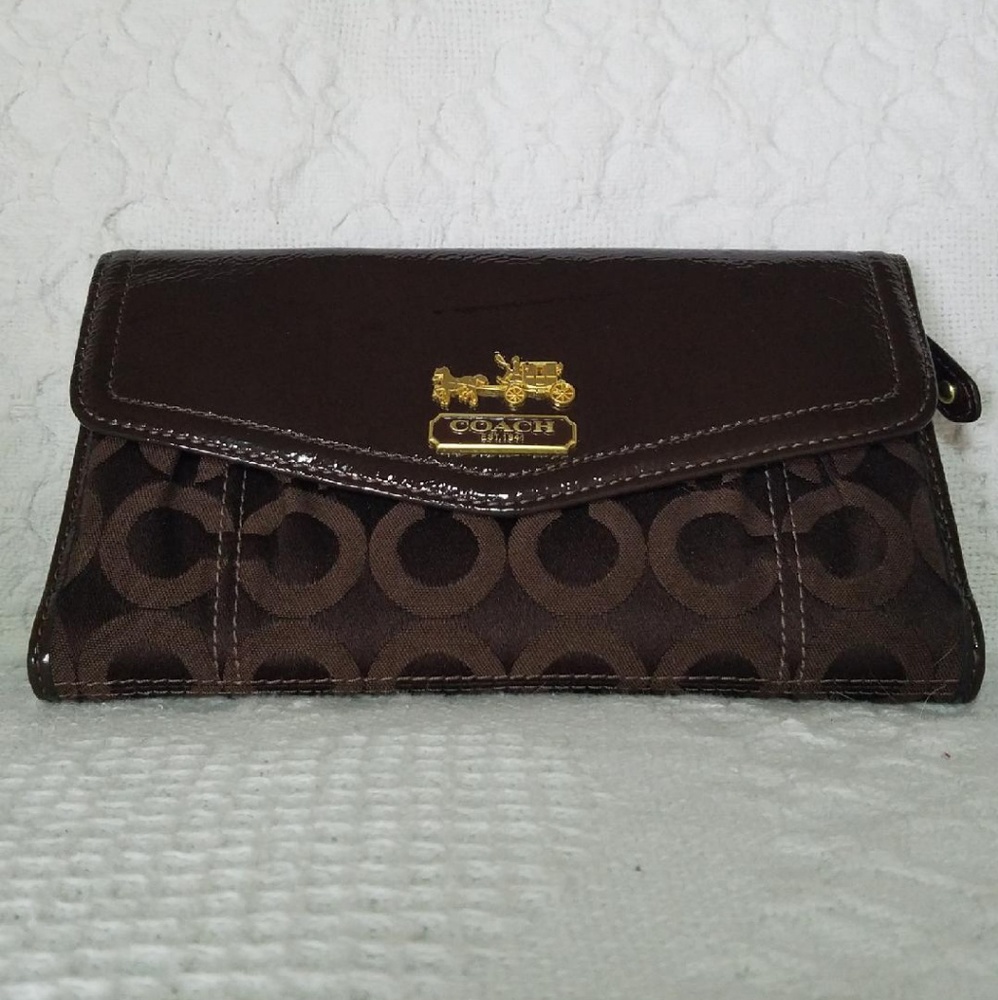 COACH Colorblock Wallet Signature Canvas & Leather